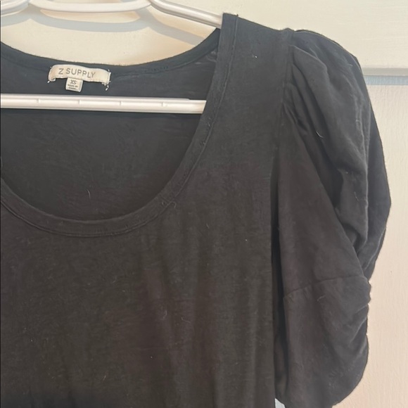 Z Supply Black Casual Puff Sleeve Mini Dress - Picture 3 of 5